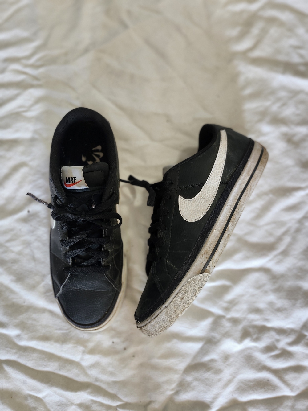 Nike Black Court Legacy Low-Top Sneakers with White Swoosh